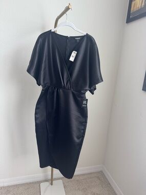 Express Black  Wrap Midi Dress